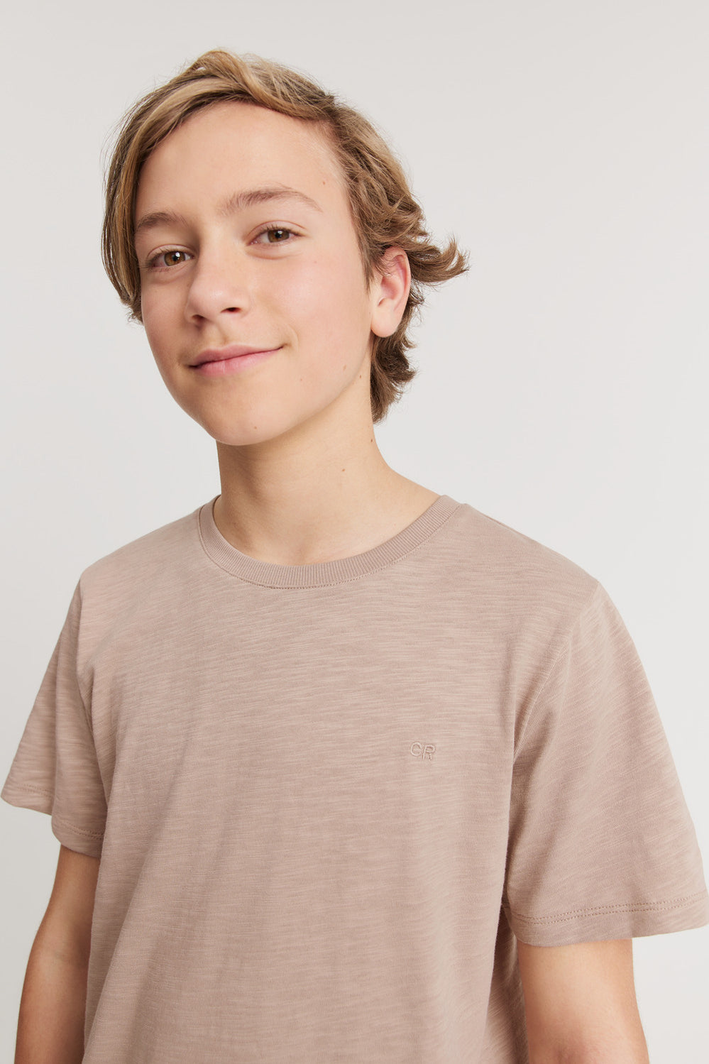 Teen Recycled Cotton Blend Plain Cr Short Sleeve T-Shirt