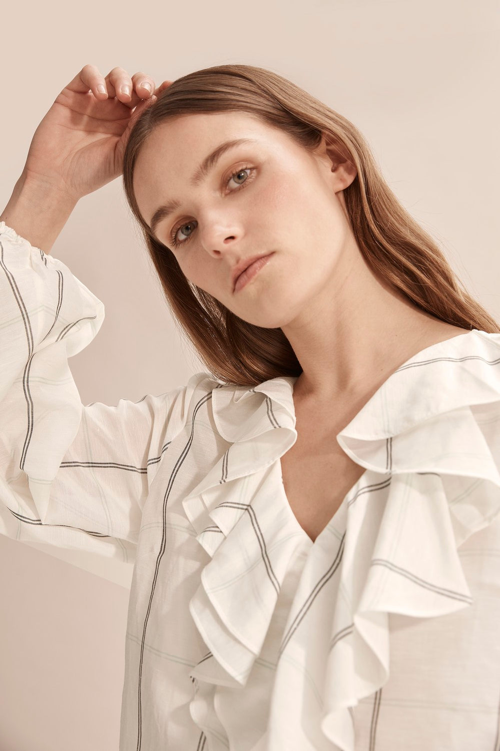 Check Ruffle Blouse
