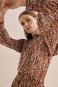 Print Frill Detail Blouse