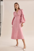 Gathered Sleeve Midi Dress