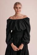Linen Shirred Waist Top
