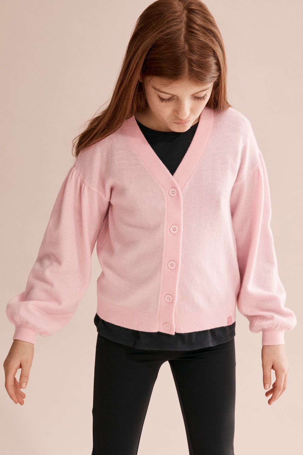 Gathered Sleeve Cardigan