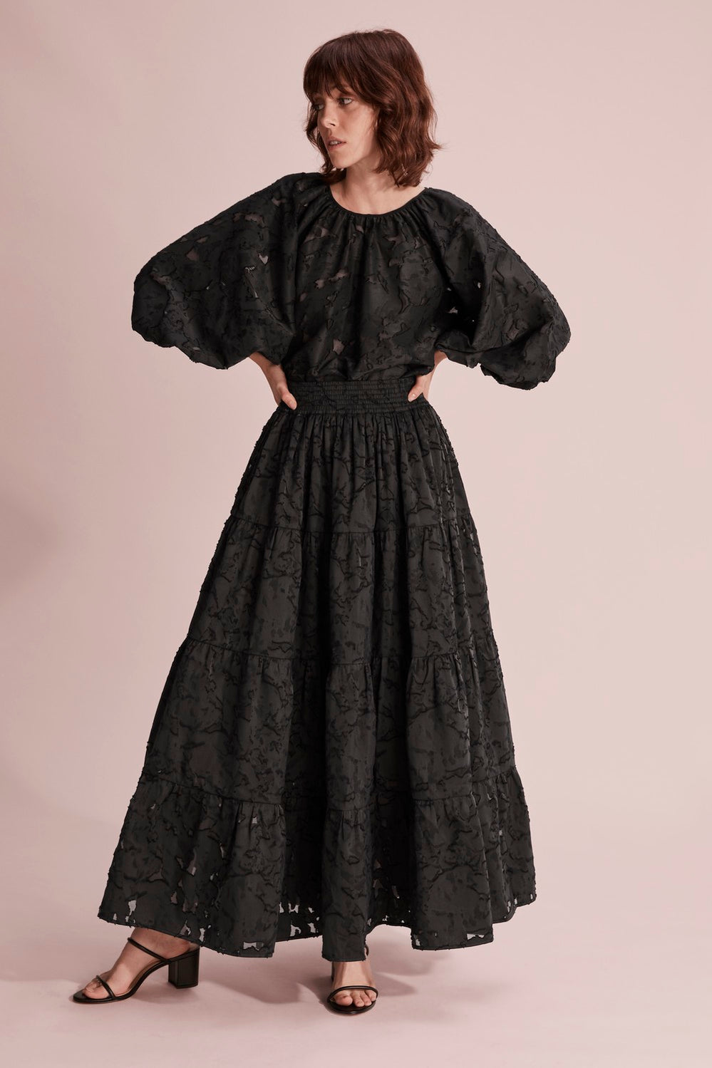 Textured Tiered Skirt