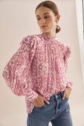 Print Frill Detail Blouse