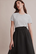 Short Sleeve Stripe Cotton Slub T-Shirt