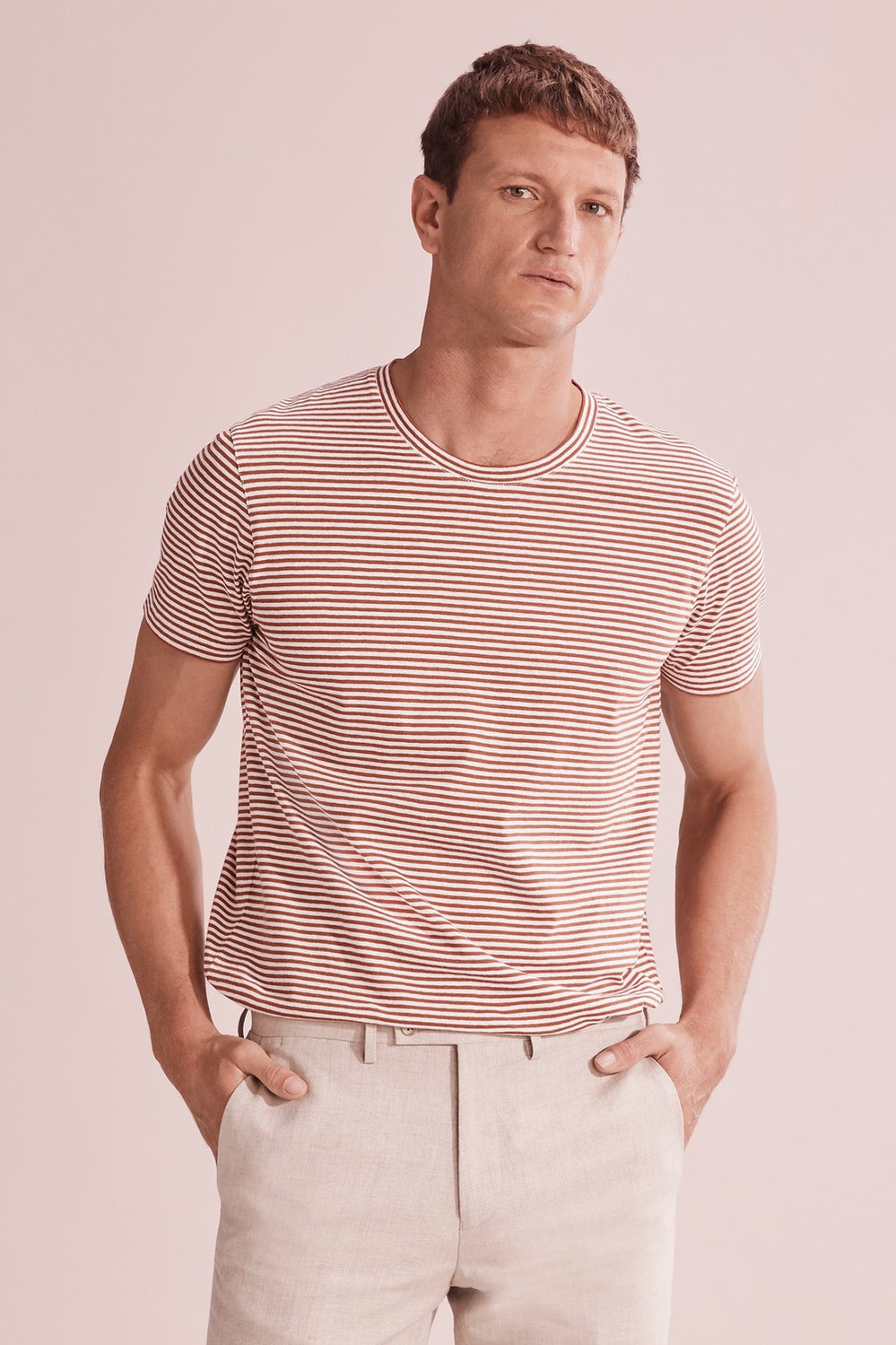 Cotton Linen Stripe T-Shirt