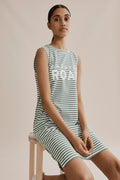 Cotton Stripe Modern Logo Tank Dress