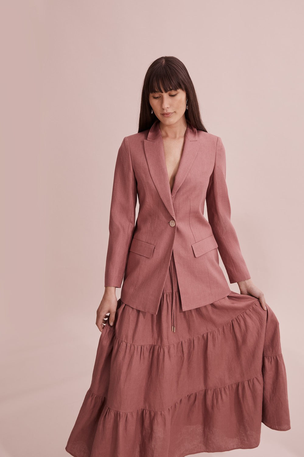 Darted Linen Blazer