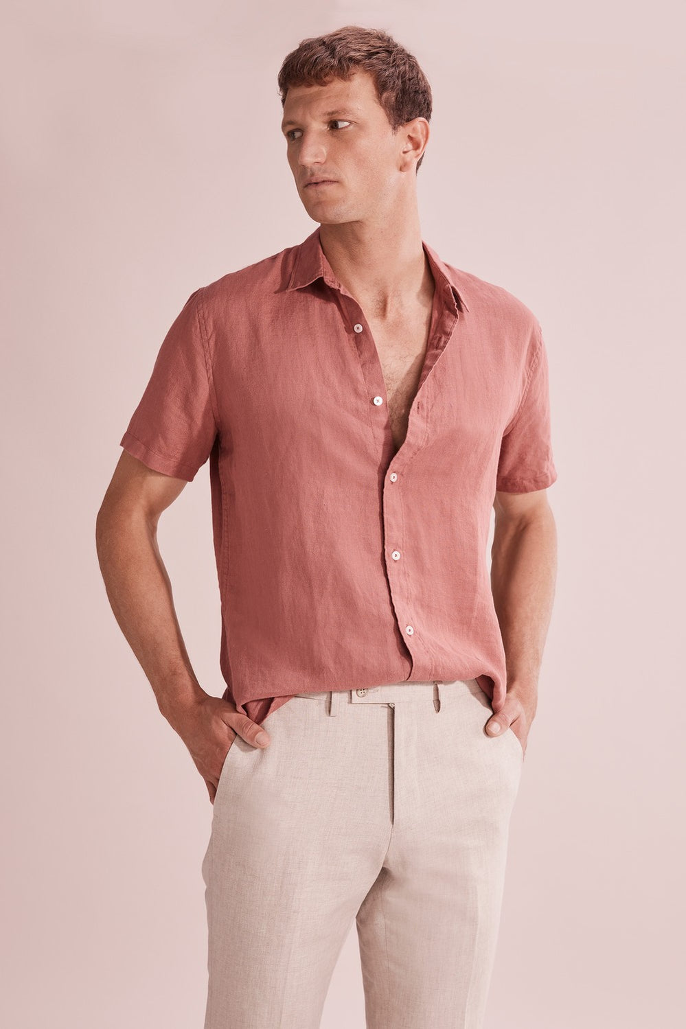 Regular Fit Linen Short Sleeve Shirt