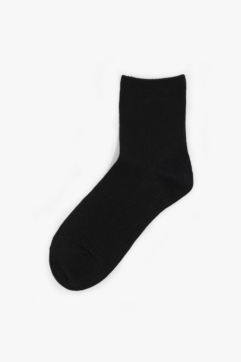 Cotton Ribbed Quarter Crew Sock