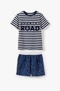 Cotton Stripe Logo Pyjama Set