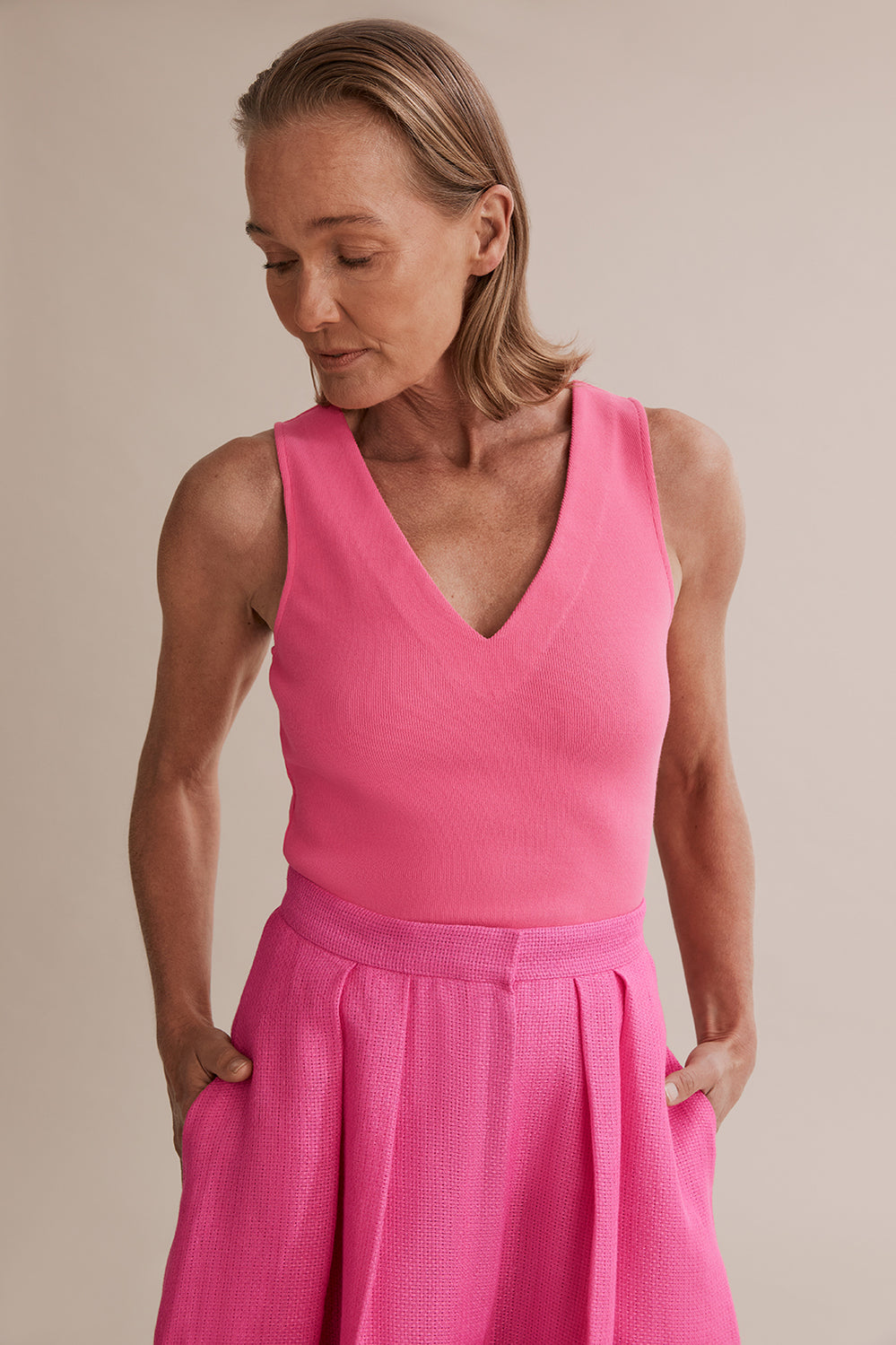 Deep V-Neck Rib Tank