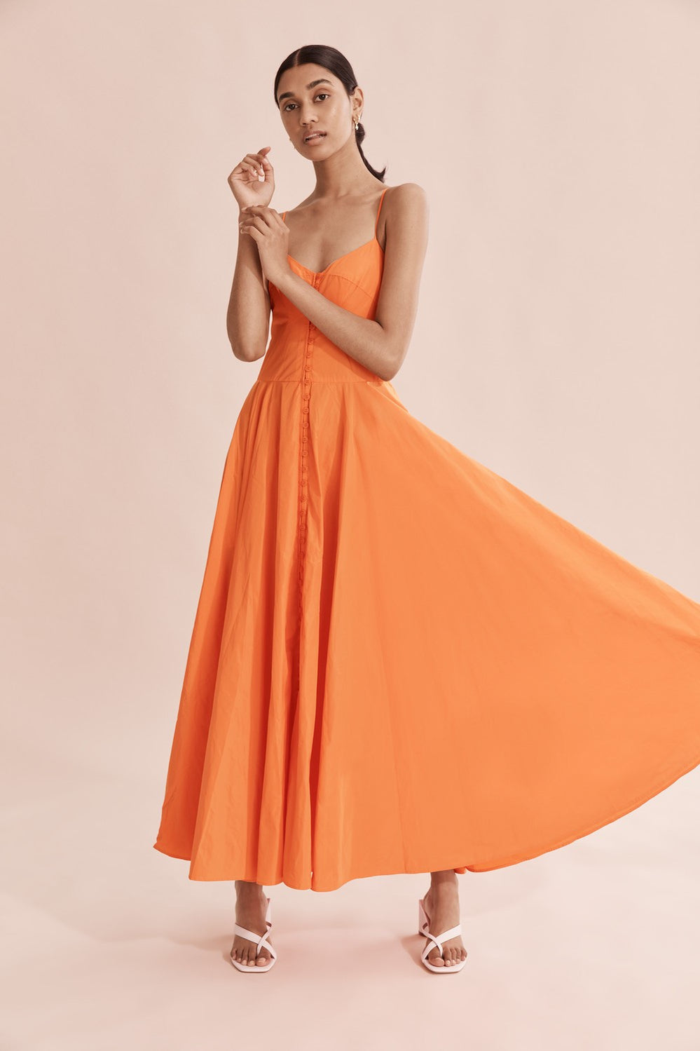 Button Maxi Slip Dress