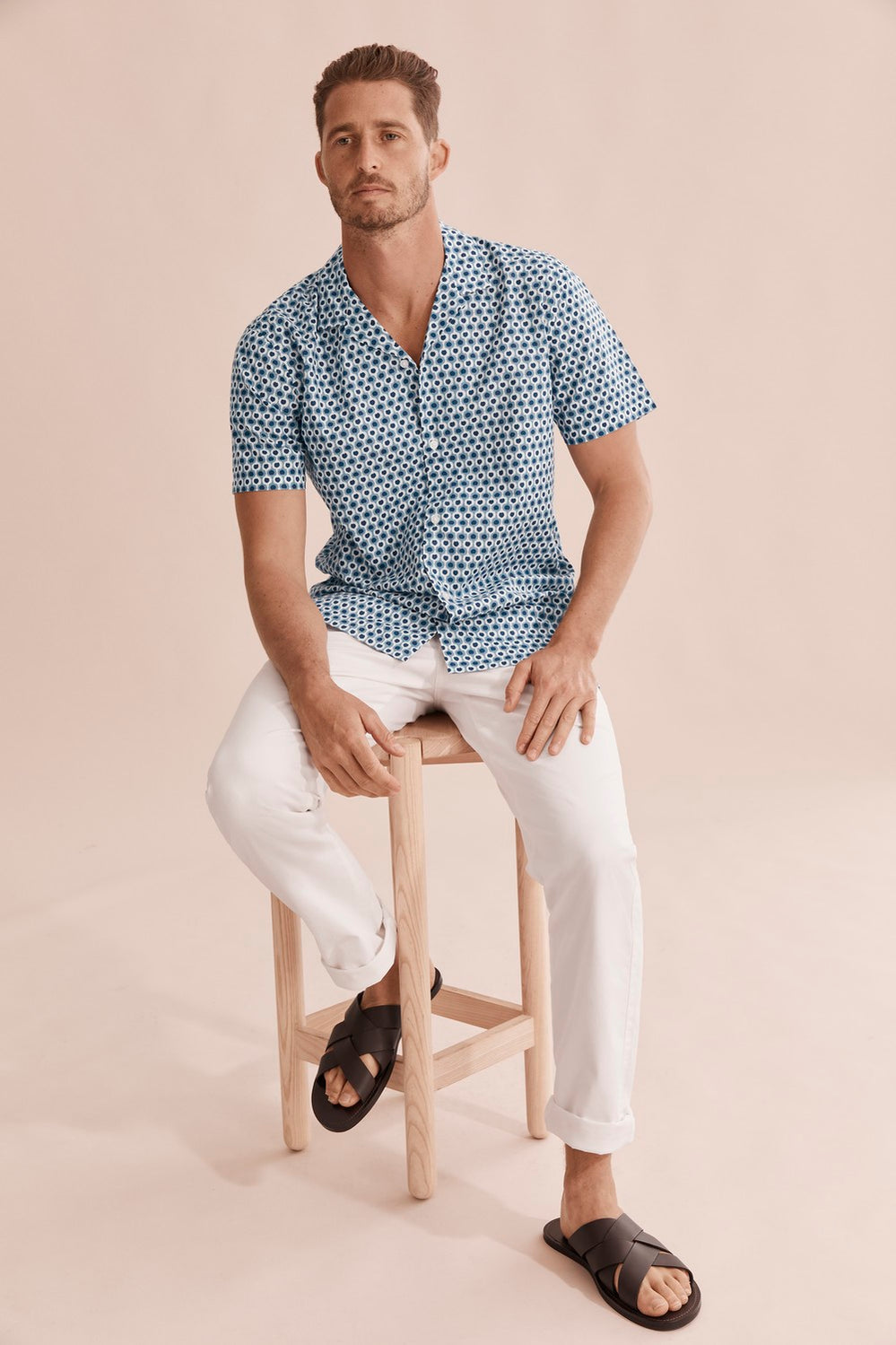 Short Sleeve Regular Revere Print Shirt
