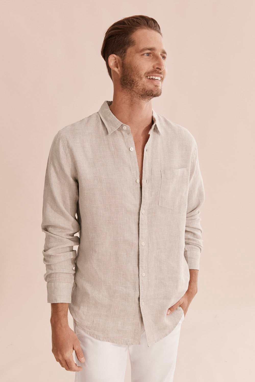 Regular Linen Puppytooth Shirt