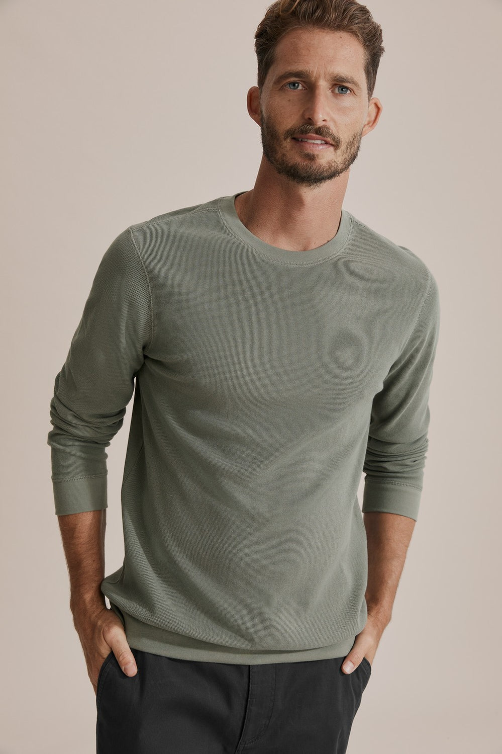 Long Sleeve Waffle Crew T-Shirt