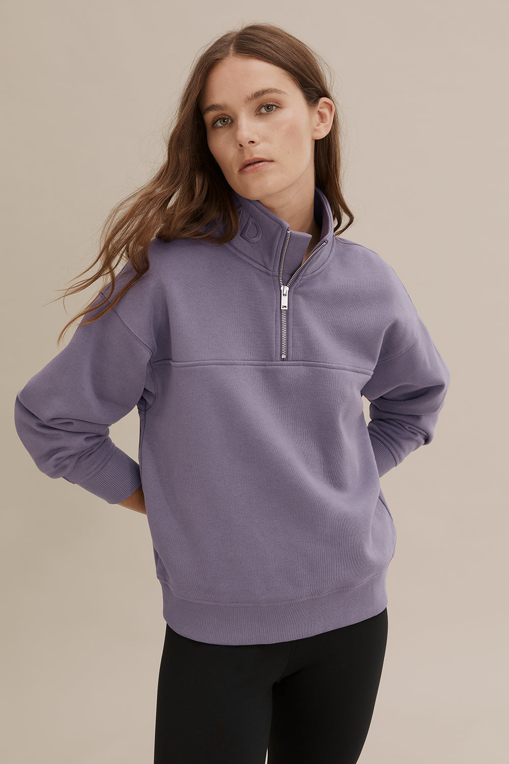 Cotton Zip Collar Sweat