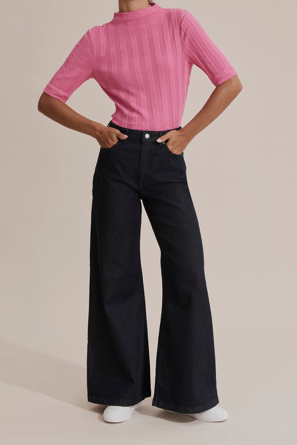Raw Cotton Denim Wide Leg Jean