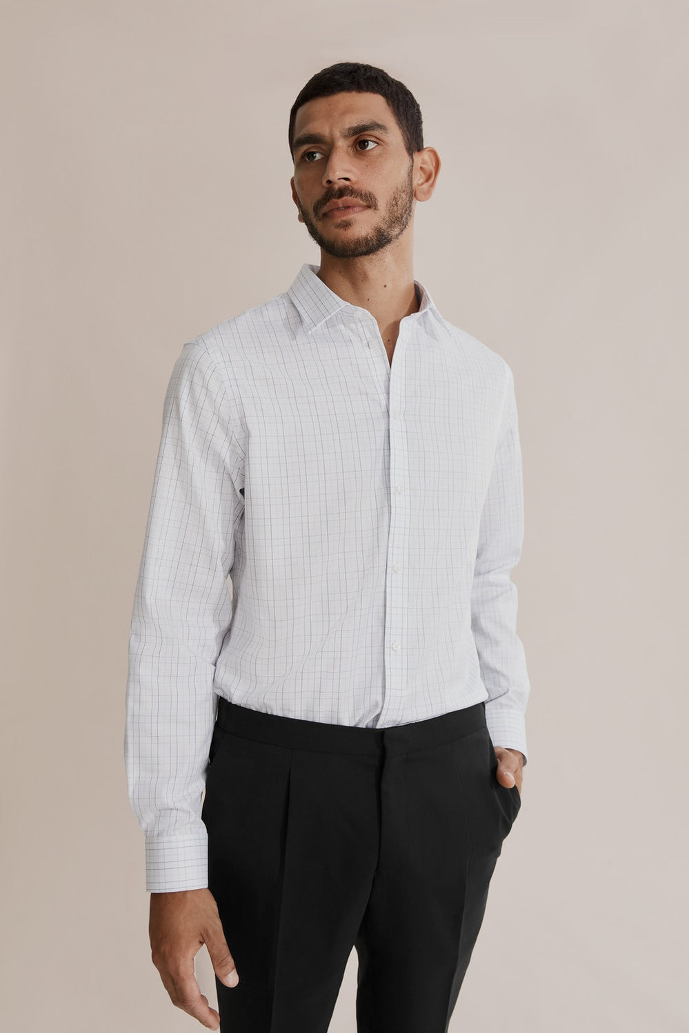 Slim Fine Check Travel Shirt