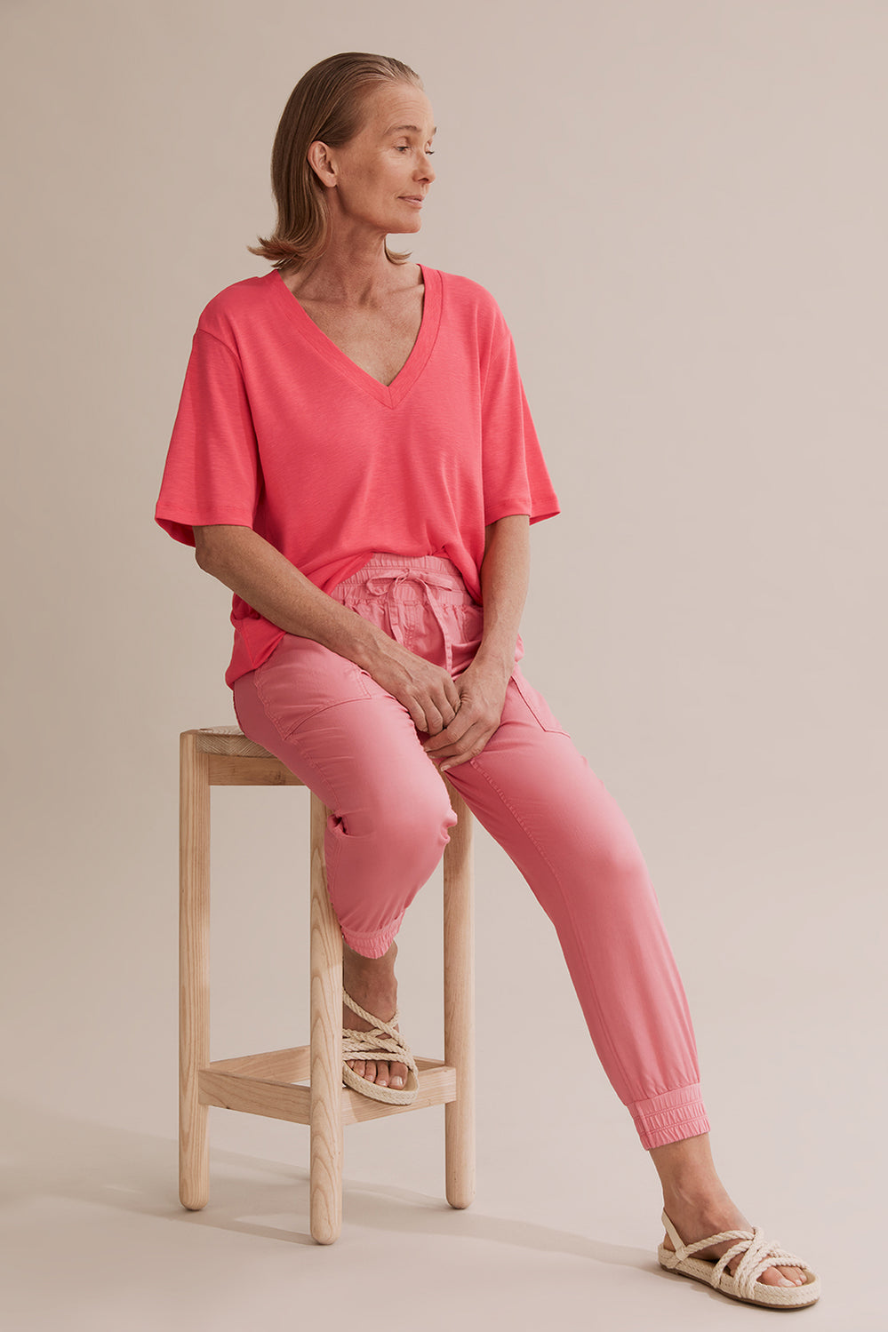 Deep V-Neck Cotton Modal T-Shirt