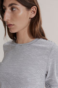 Stripe Long Sleeve Cotton Slub T-Shirt