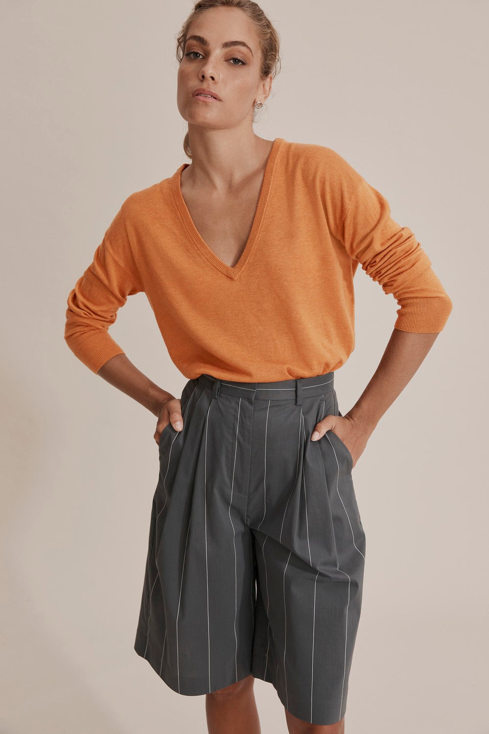 Merino Wool Silk V-Neck Knit