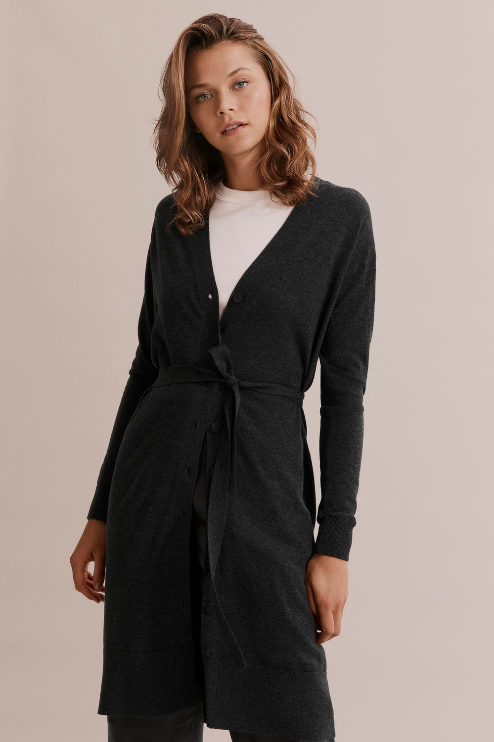 Merino Wool Silk Longline Cardigan