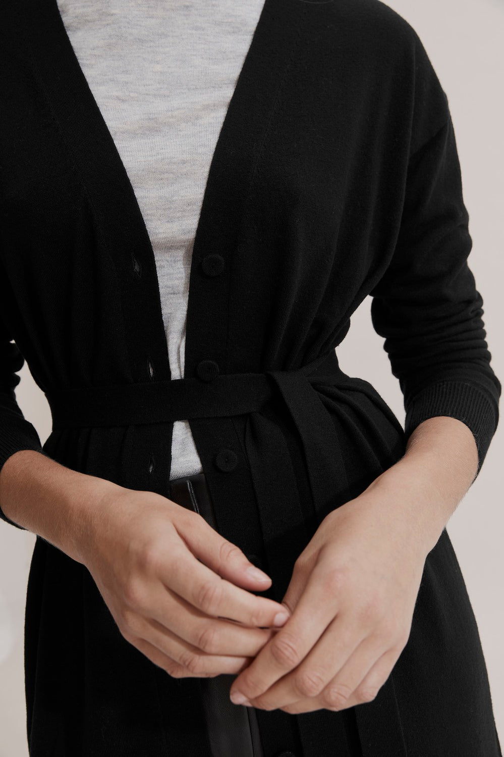 Merino Wool Silk Longline Cardigan