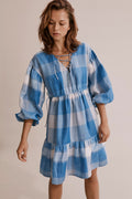 Check Lace Front Dress