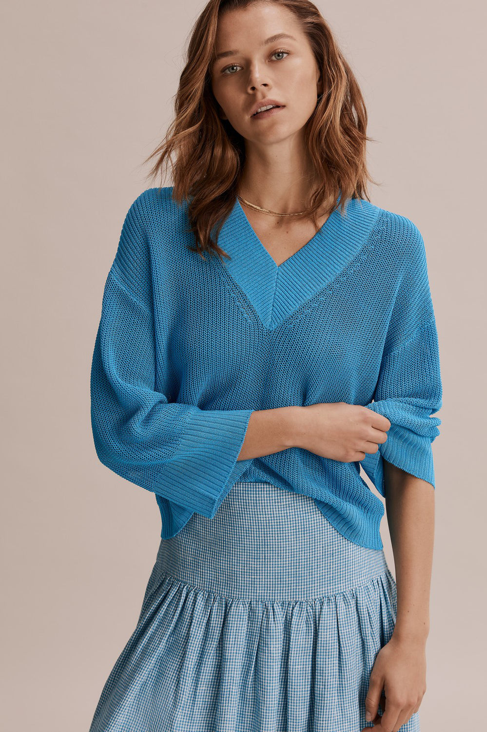 Mesh V-Neck Knit