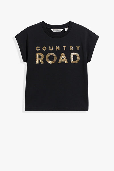 Cotton Logo Sequin T-Shirt