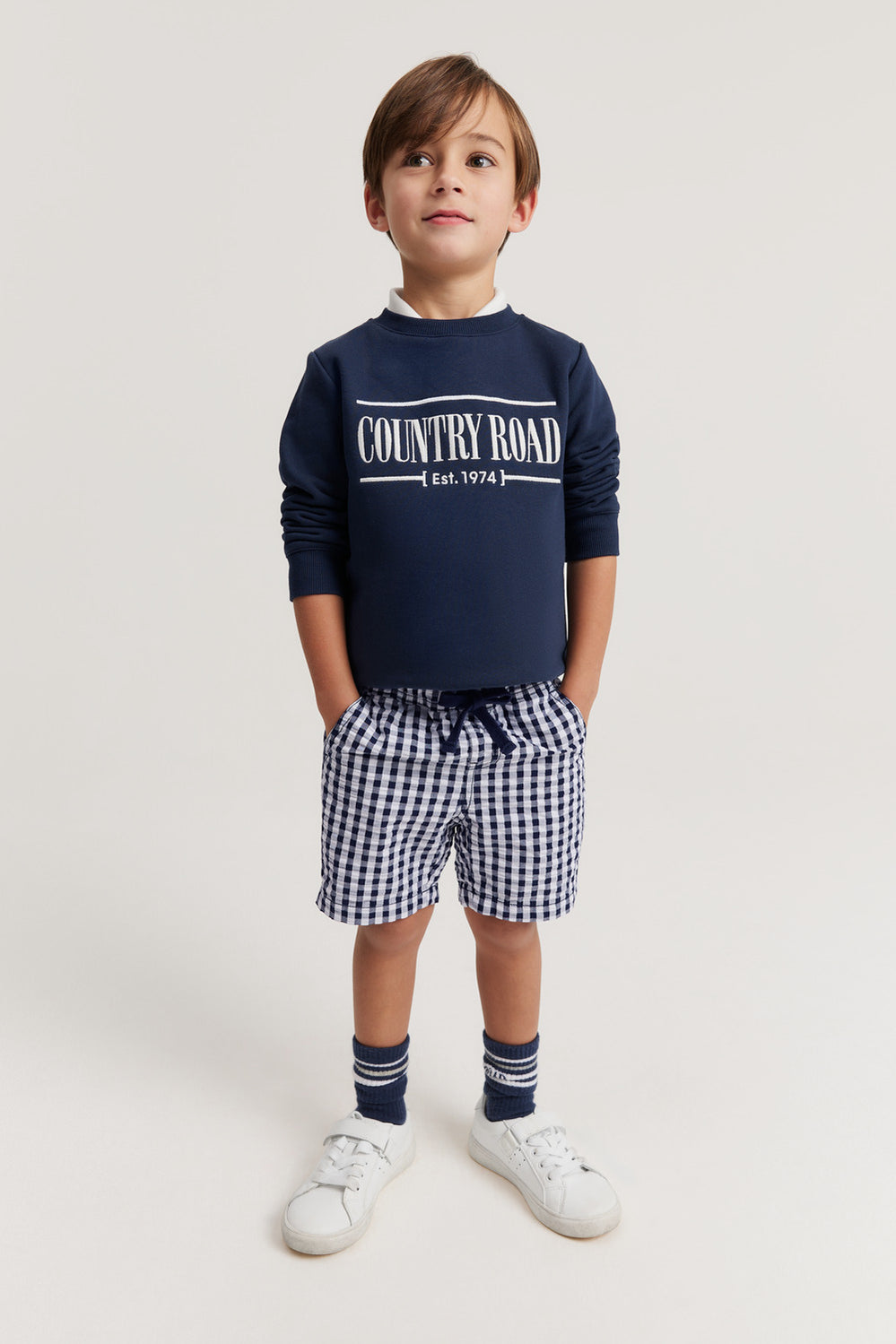 Cotton Blend Gingham Short