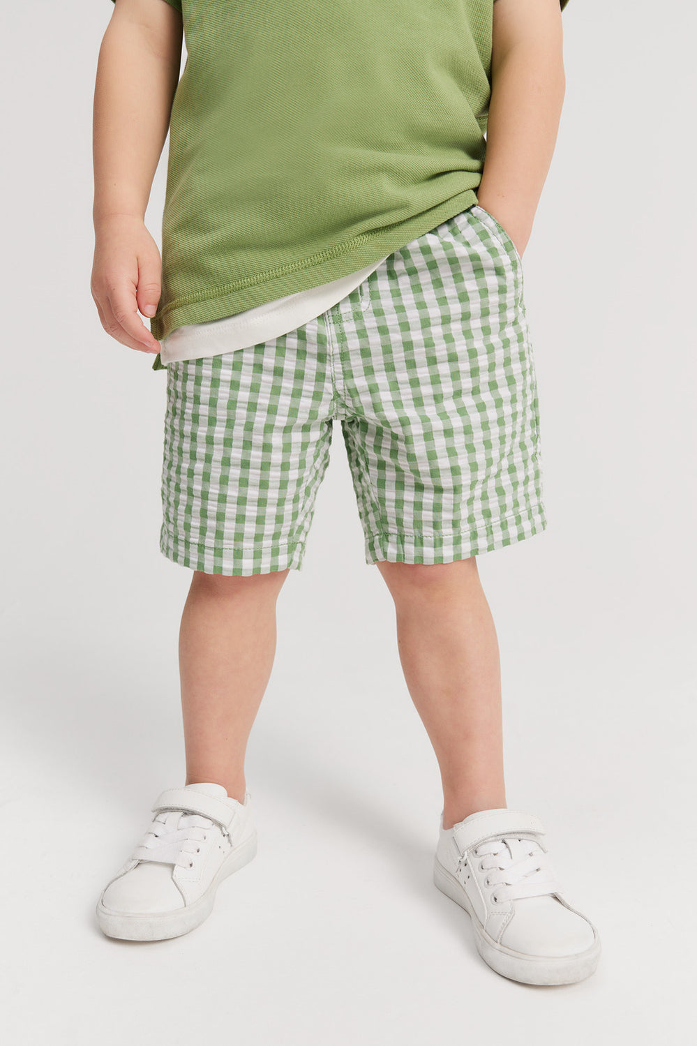 Cotton Blend Gingham Short
