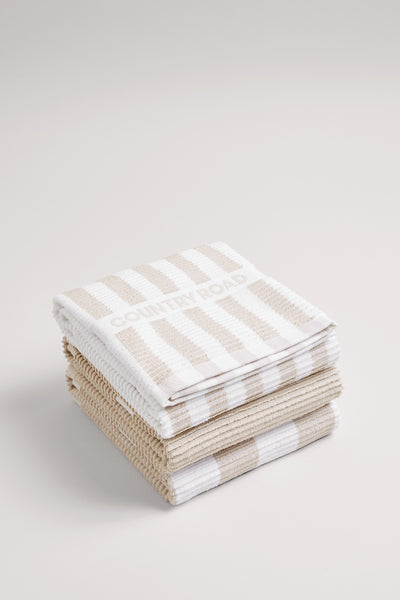 Cr Stripe Australian Cotton Tea Towel Pack Of 3