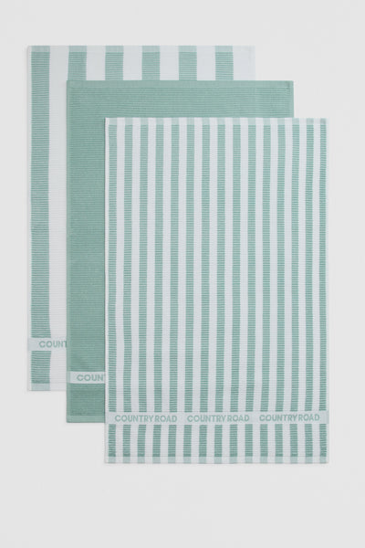 Cr Stripe Australian Cotton Tea Towel Pack Of 3