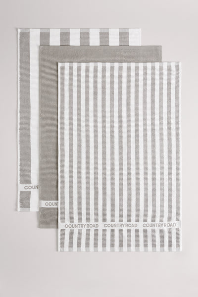 Cr Stripe Australian Cotton Tea Towel Pack Of 3
