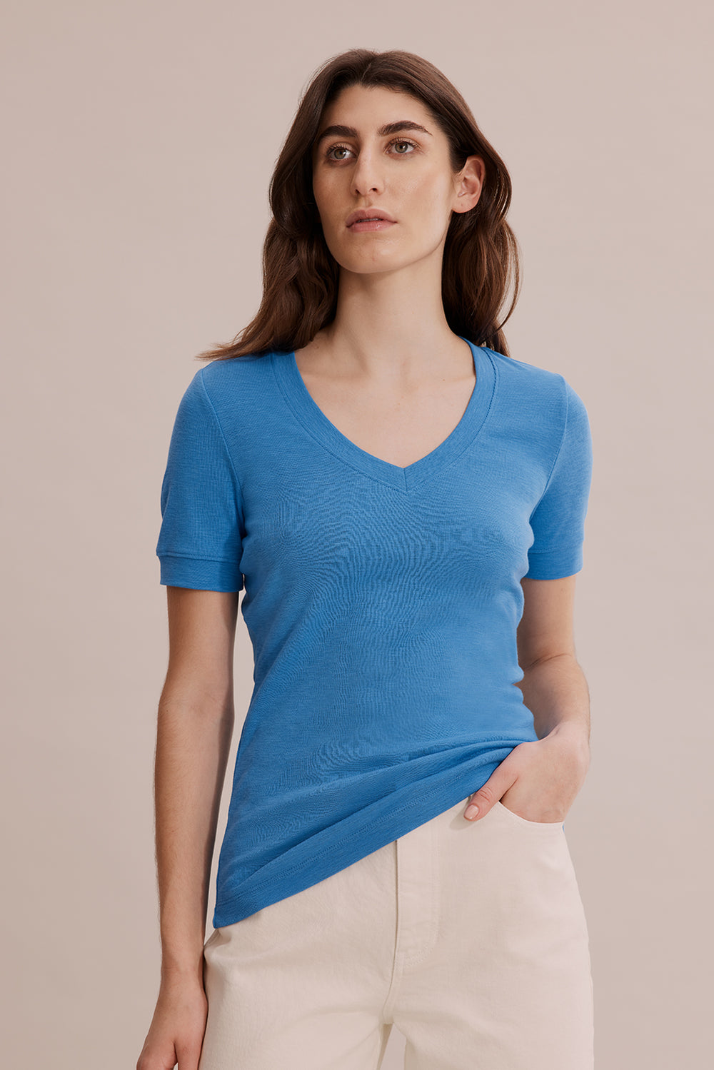 Textured Fitted V-Neck T-Shirt