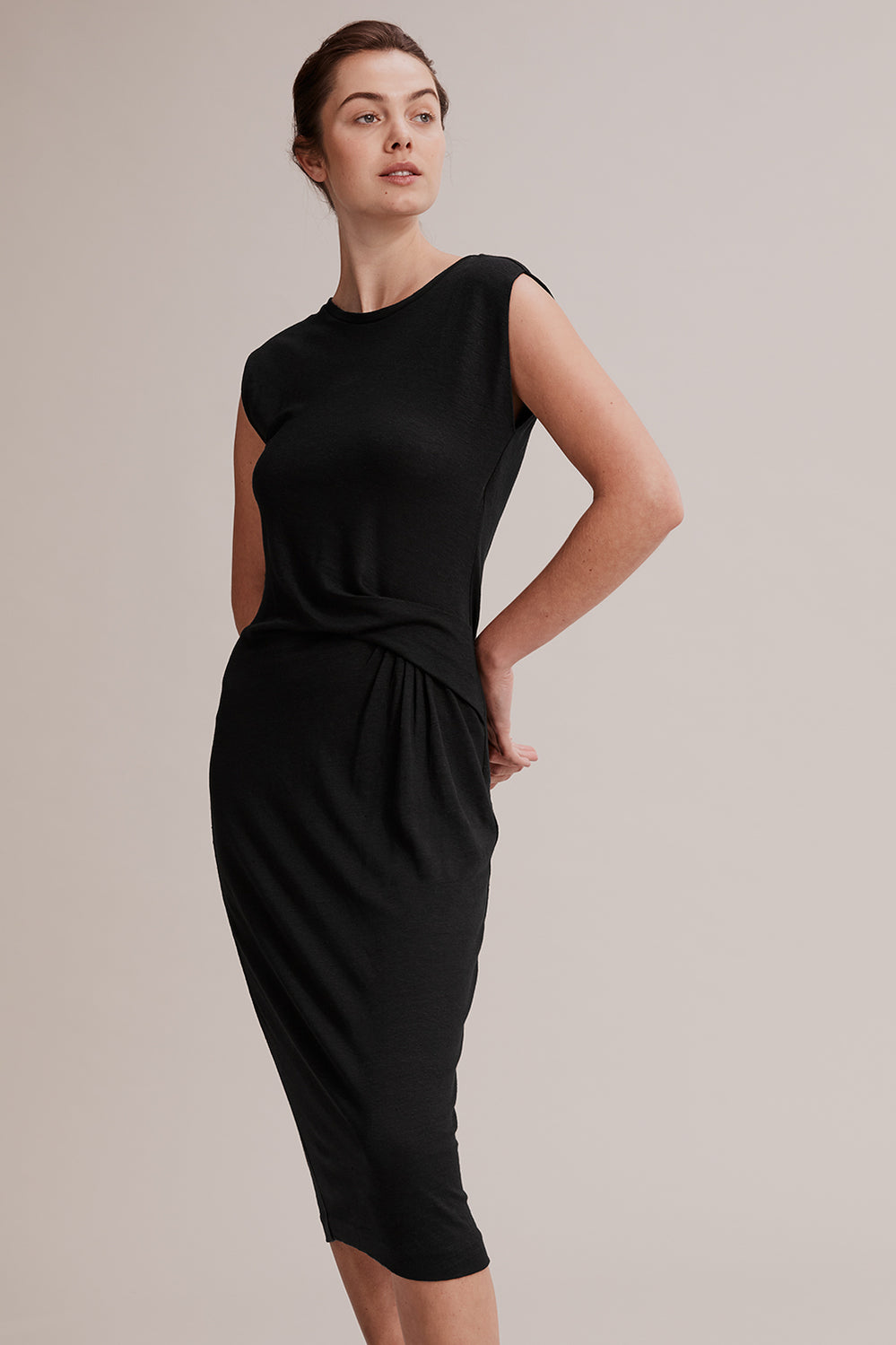 Linen Detail Midi Dress