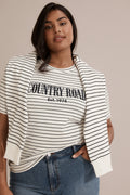 Cotton Stripe Heritage Embroidered T-Shirt