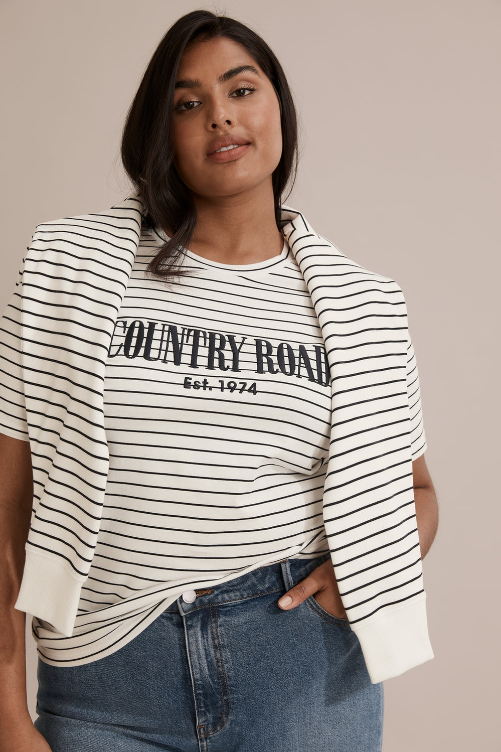 Cotton Stripe Heritage Embroidered T-Shirt