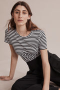 Cotton Stripe Short Sleeve Cotton Slub T-Shirt