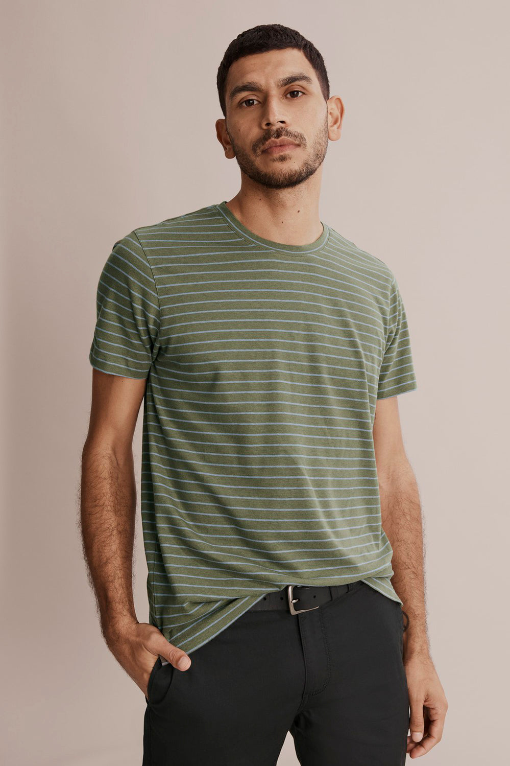 Fine Cotton Linen Stripe T-Shirt
