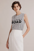 Cotton Stripe Modern Logo Tank