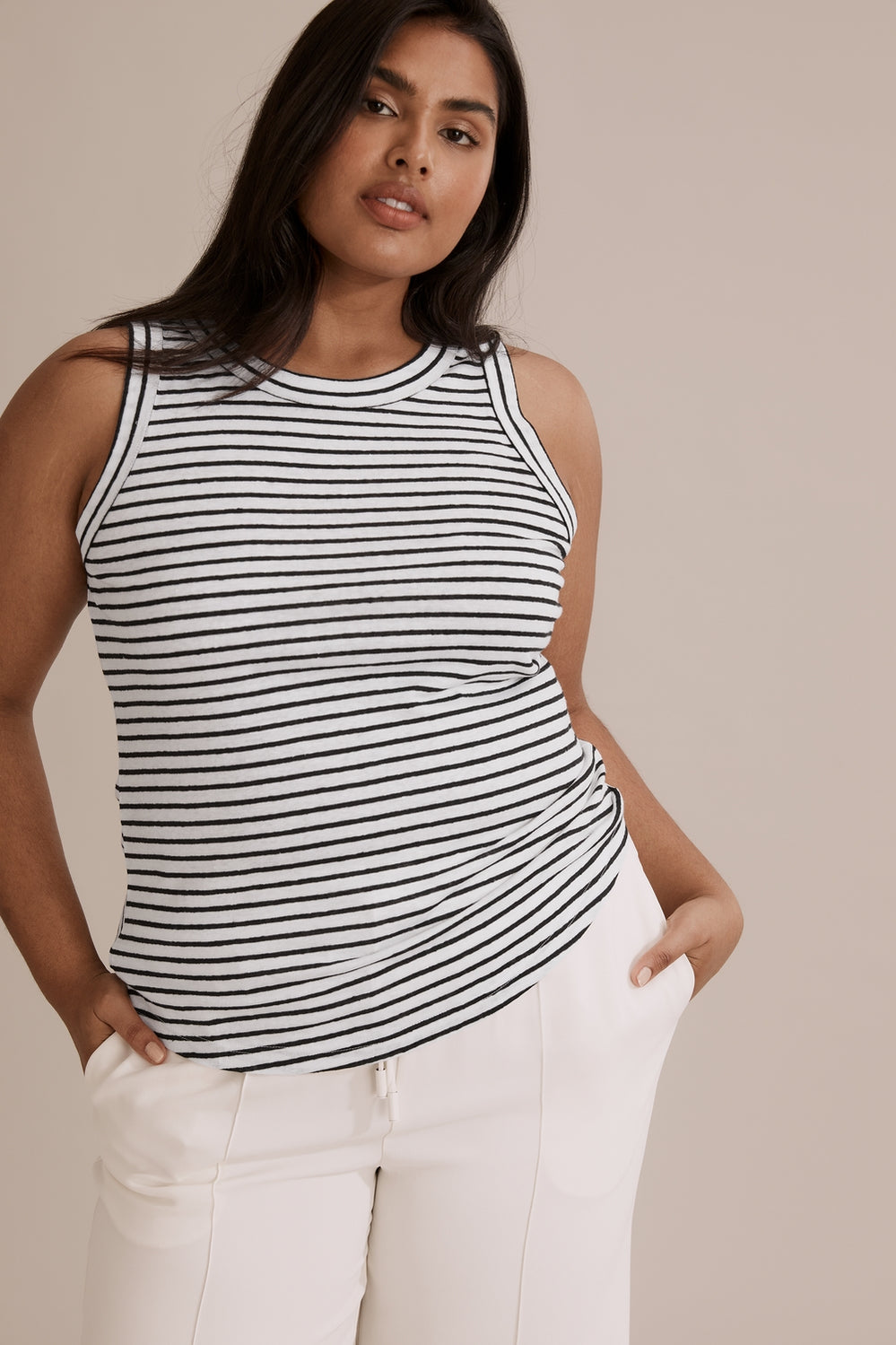 Stripe Linen Jersey Tank