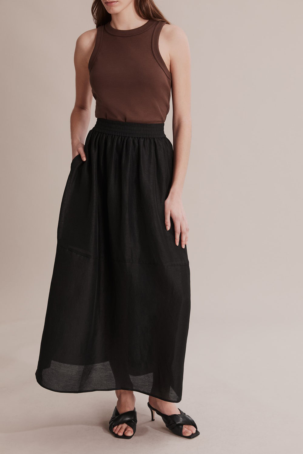Panelled Detail Midi Skirt