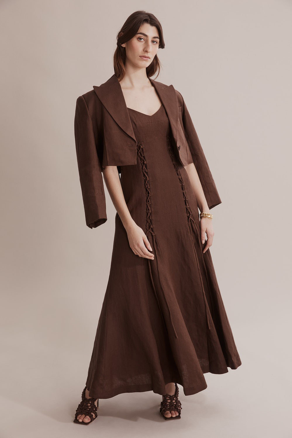 Linen Lace Detail Dress