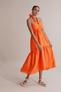 Linen Knot Halter Dress