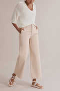 Cotton Blend High Rise Wide Leg Jean