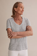 Short Sleeve Stripe Linen T-Shirt