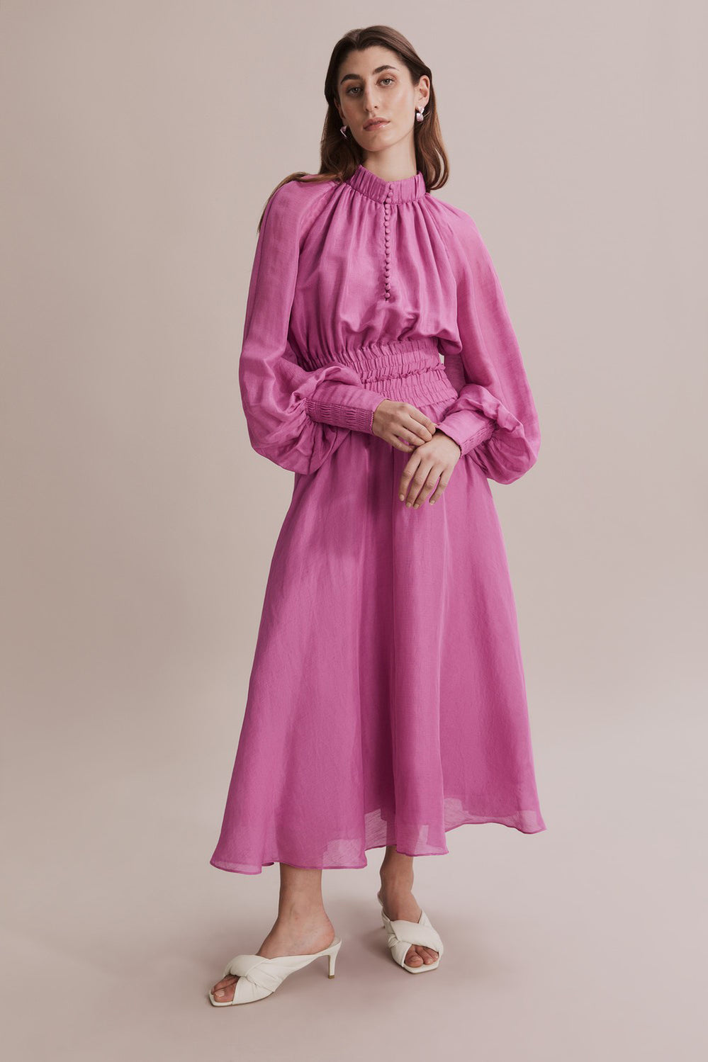 Gathered Detail Midi Dress